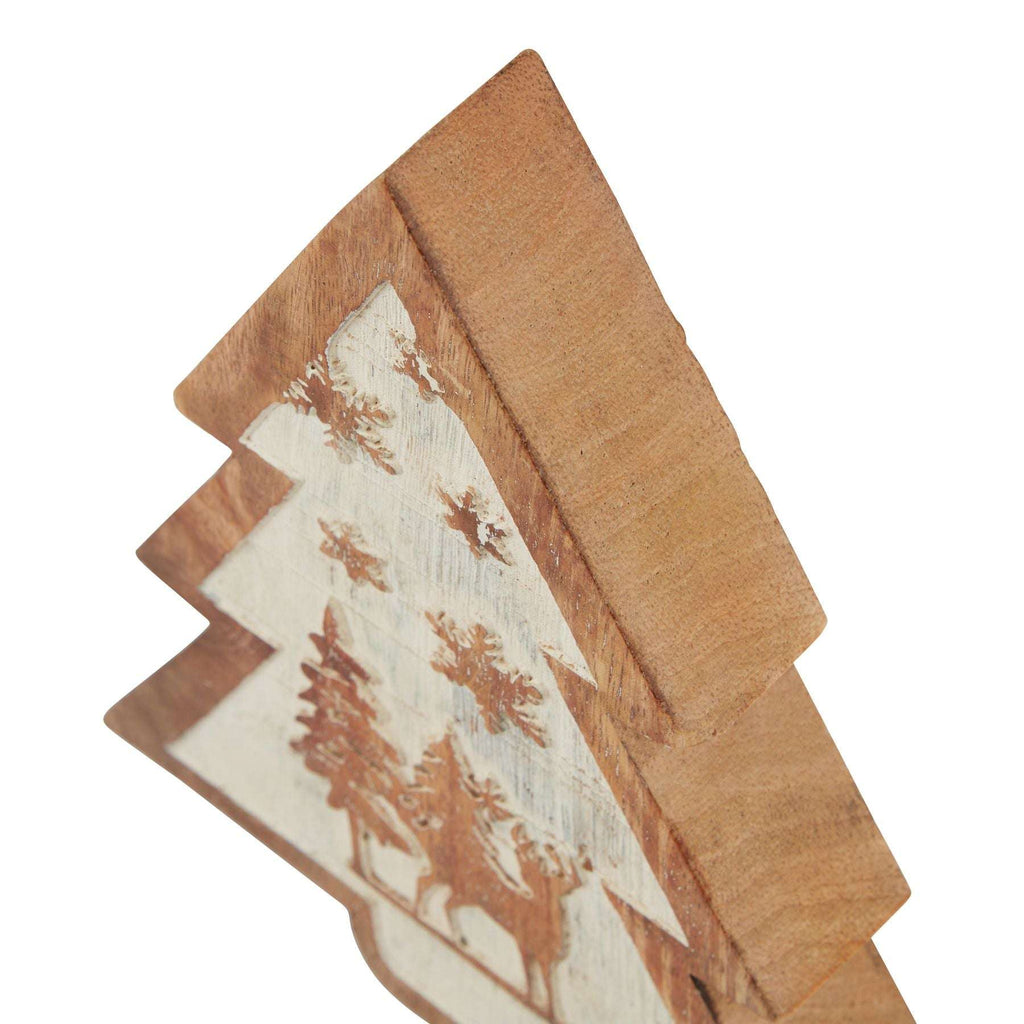 Natural Wooden Snow Scene Tree Decoration Shades 4 Seasons