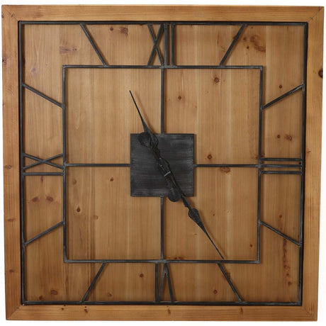 Shades 4 Seasons Wooden Wall Clock with Metal Roman Numerals BROWN METAL Shades 4 Seasons