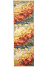 Colourful Wool Blend Rug in abstract design, ideal for enhancing any room decor