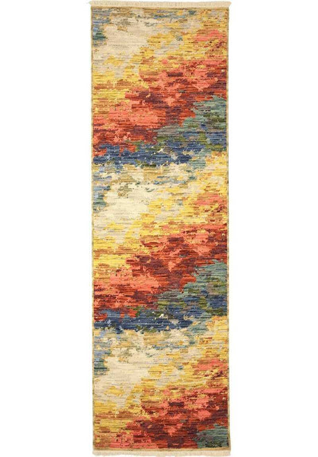 Colourful Wool Blend Rug in abstract design, ideal for enhancing any room decor