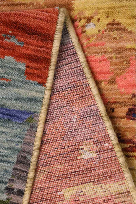 Close-up of a vibrant Wool Blend Rug showcasing its detailed texture and colourful patterns