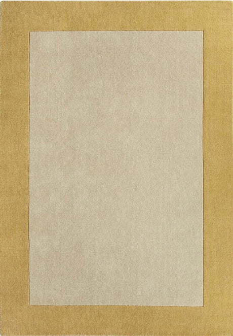 Elegant Wool Rug in a neutral colour with a contrasting golden border for stylish interiors