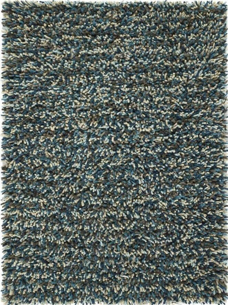 Soft and plush wool rug in blue and cream tones, ideal for adding comfort to any room