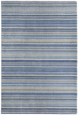 Soft blue and beige striped Wool Rug for adding warmth to any living space