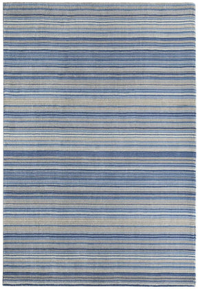 Soft blue and beige striped Wool Rug for adding warmth to any living space