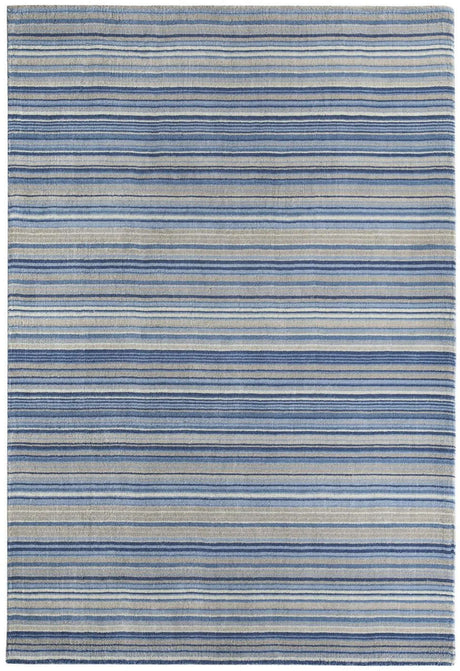 Soft blue and beige striped Wool Rug for adding warmth to any living space