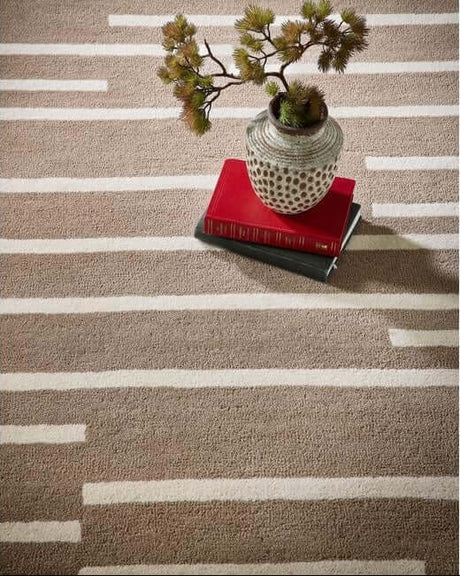 Contemporary Wool Rug with Stripes, Perfect for Modern Home Decor and Comfort