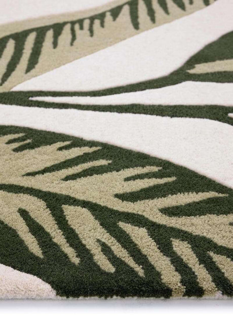 Stylish Wool Rug with Green Leaf Patterns for Natural and Elegant Home Decor
