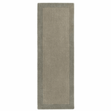 Grey Wool Rug with a Simple Border, Ideal for Hallways and Living Spaces