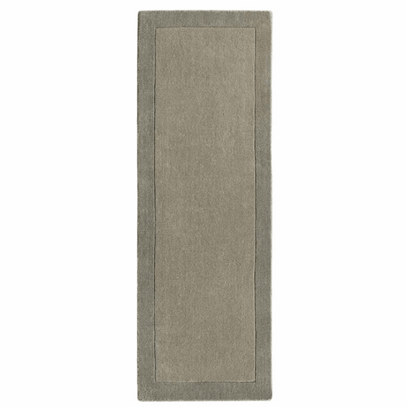 Grey Wool Rug with a Simple Border, Ideal for Hallways and Living Spaces