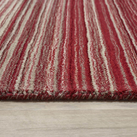 Textured red and beige striped Wool Rug, perfect for adding warmth to any room