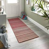 Wool Rug with Striped Design in Warm Tones, Ideal for Indoor Hallways and Living Spaces