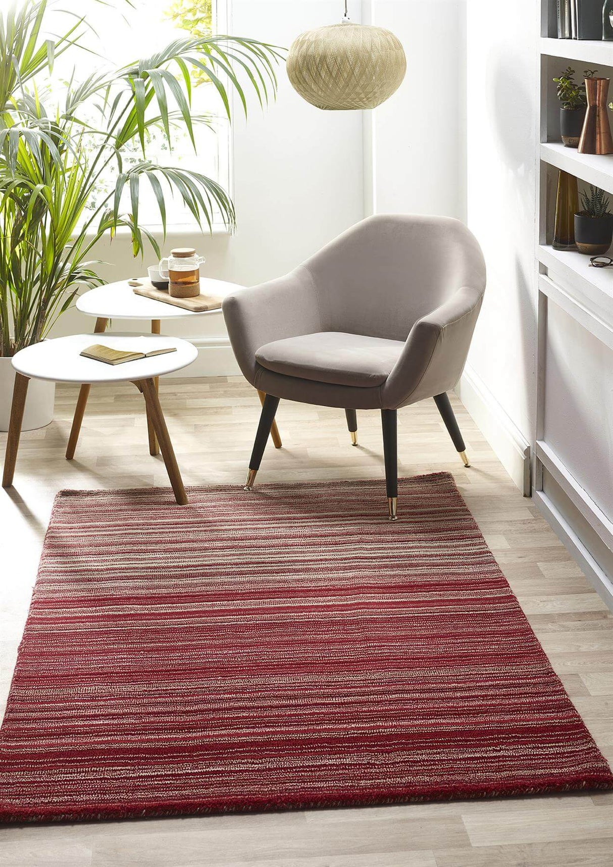 Stylish Wool Rug in vibrant red tones, perfect for adding warmth to modern interiors