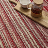 Wool Rug with Red and Beige Stripes, Ideal for Cozy Living Spaces