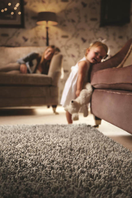 Soft Wool Rug in Grey with Textured Design, Perfect for Cozy Living Rooms with Children