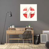Modern Wall Art Canvas featuring a geometric design in red and white for stylish home decor