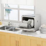 HOMCOM Worktop Dishwasher With 4 Place Settings 6 Programs, Silver Tone HOMCOM