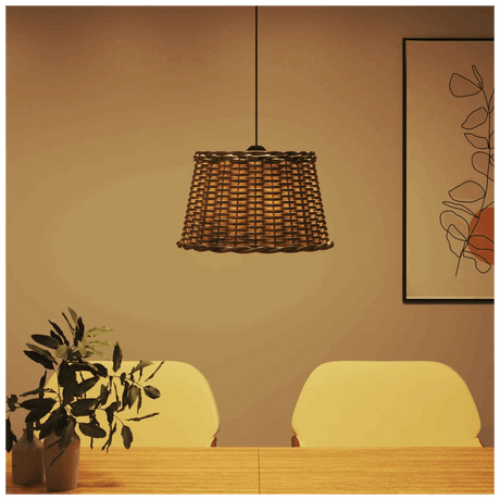 vidaXL Woven Lamp Shade in a Modern Dining Room Setting, Perfect for Stylish Lighting