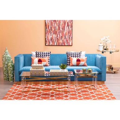 Bright Woven Rug in Orange with Geometric Pattern, Perfect for Modern Living Rooms