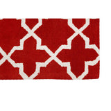 Orsina Woven Rug in vibrant red with white geometric pattern for stylish home decor