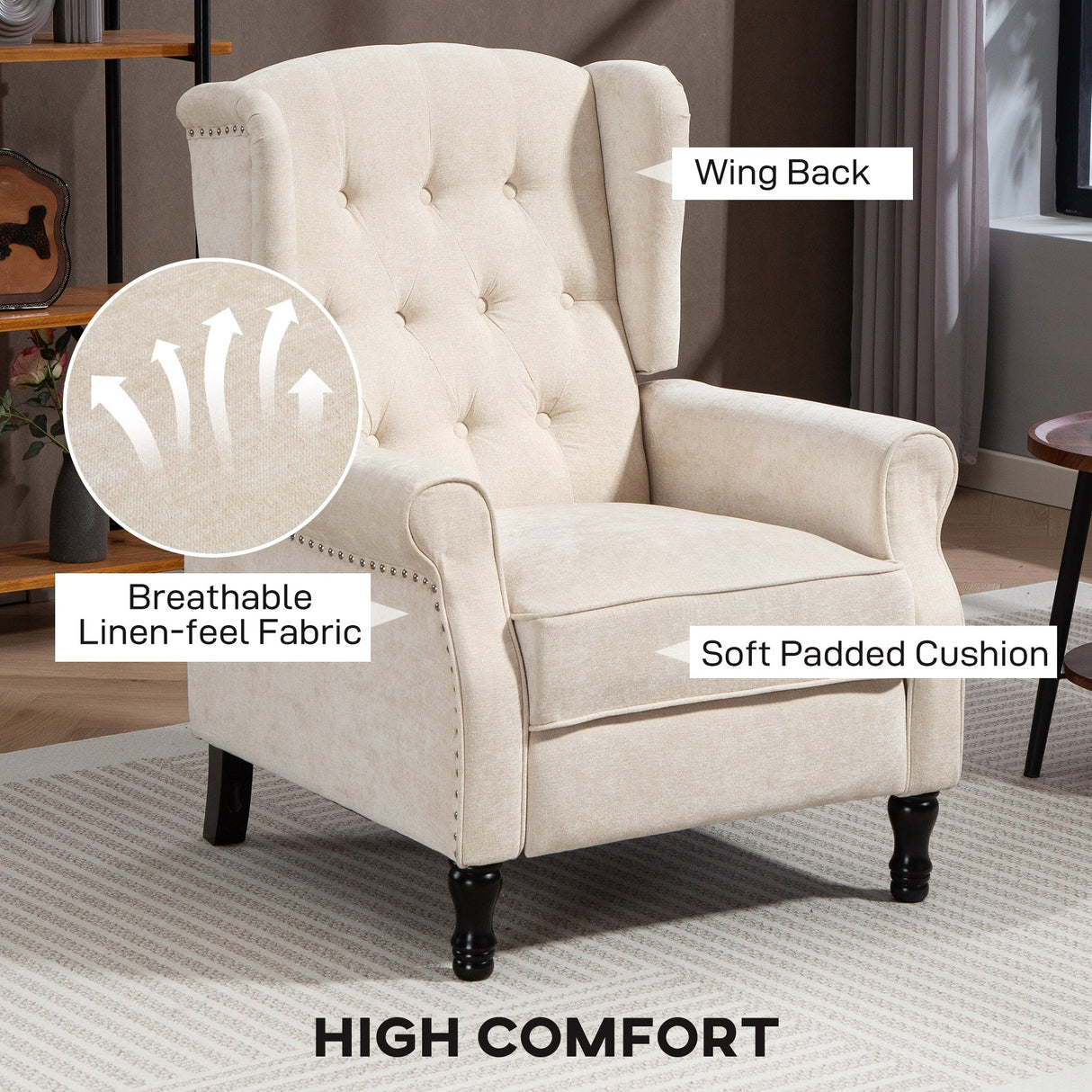 HOMCOM 150 Degree Reclining Vintage Armchair with footrest