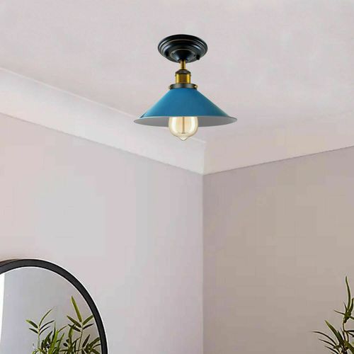 Vintage Industrial Metal Cone Shade Flush Mount Ceiling Light Indoor Fittings LEDSone