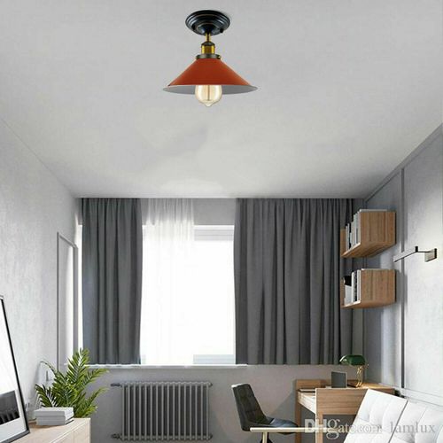 Vintage Industrial Metal Cone Shade Flush Mount Ceiling Light Indoor Fittings LEDSone