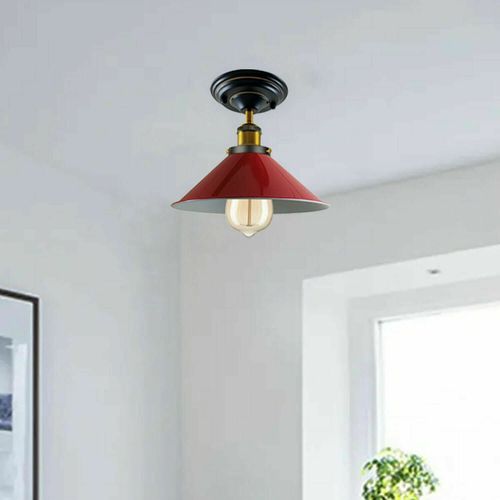 Vintage Industrial Metal Cone Shade Flush Mount Ceiling Light Indoor Fittings LEDSone
