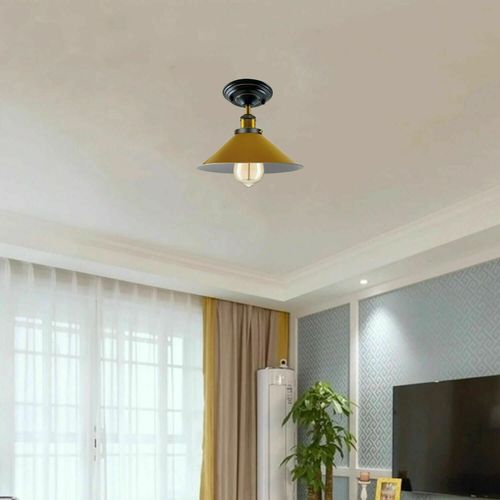 Vintage Industrial Metal Cone Shade Flush Mount Ceiling Light Indoor Fittings LEDSone