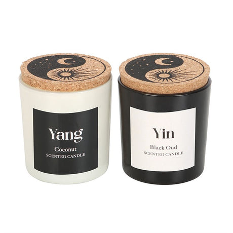 Set of 2 Yin Yang Black Oud and Coconut Candles N/A