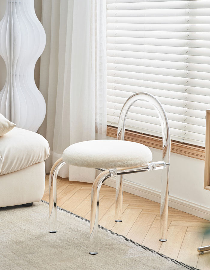 Le Di Vita Dressing Table Chair with Clear Acrylic Frame and Soft Fabric Seat for Modern Interiors