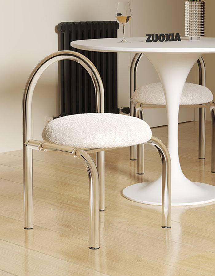 Stylish Le Di Vita Dressing Table Chair with curved metal frame and soft upholstered seat