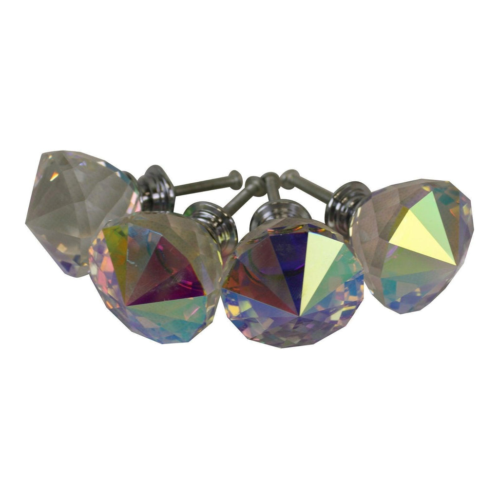4cm Crystal Effect Doorknobs, Diamond Shaped, set of 4 - Shades 4 Seasons