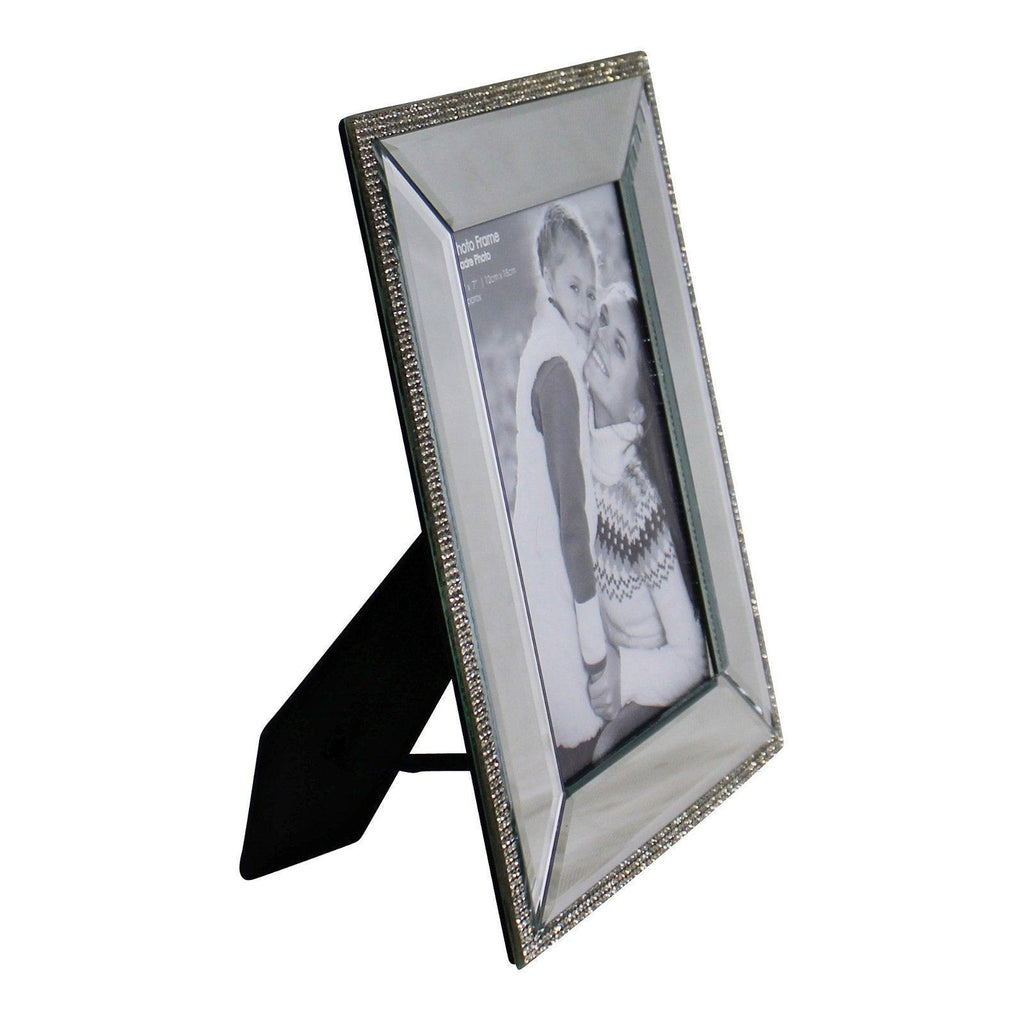 5 x 7 Mirrored Freestanding Photo Frame With Crystal Detail - Shades 4 Seasons