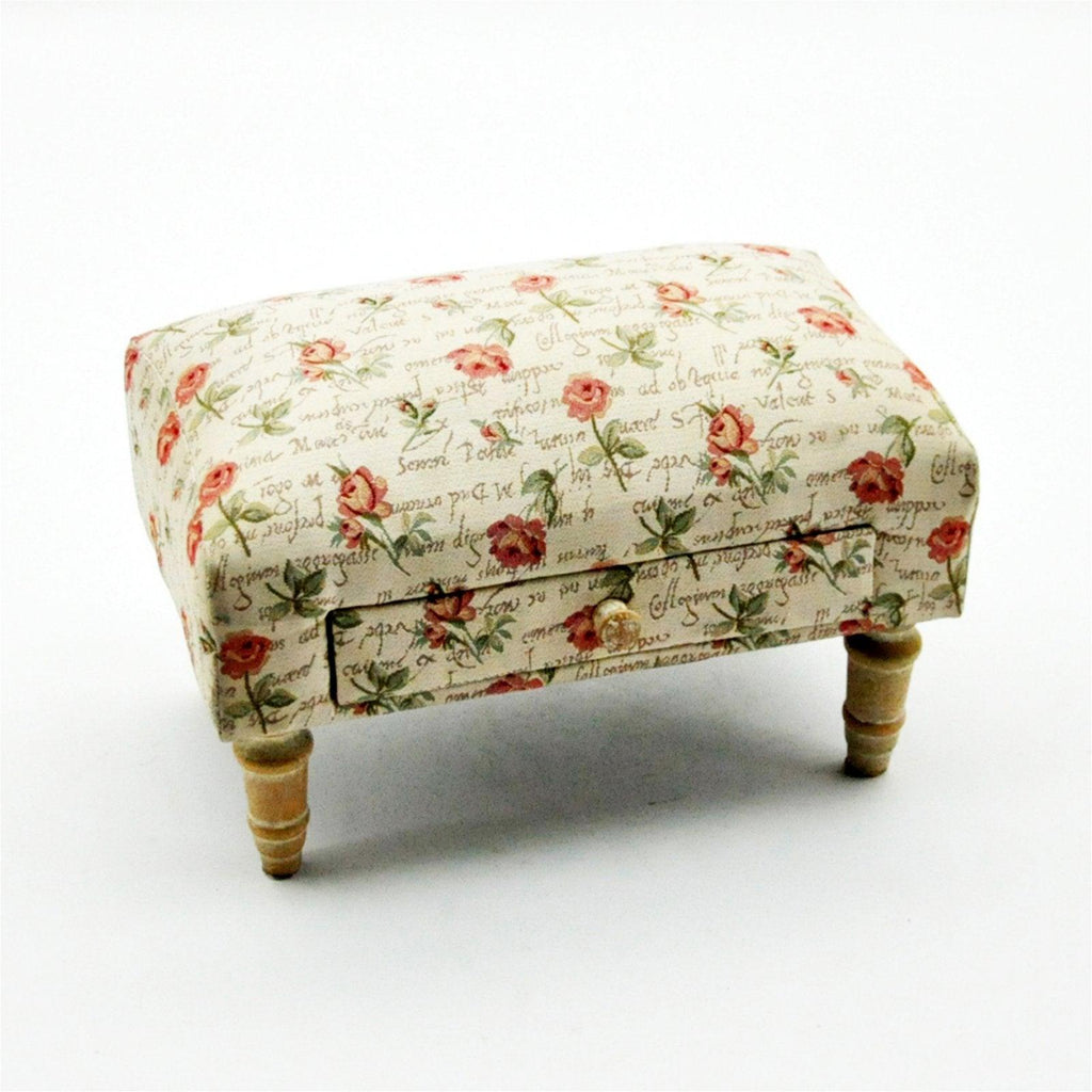 Roses Design Fabric Footstool with Drawer - Shades 4 Seasons