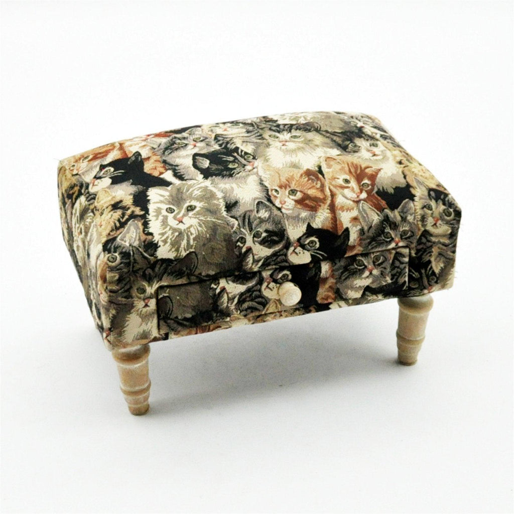 Cat Fabric Footstool with Drawer - Shades 4 Seasons