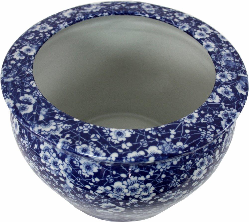 Ceramic Planter, Vintage Blue & White Daisies Design - Shades 4 Seasons