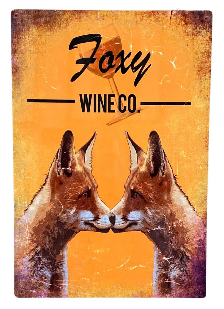 Metal Advertising Wall Sign - Foxy Wine Co Brewery - Shades 4 Seasons