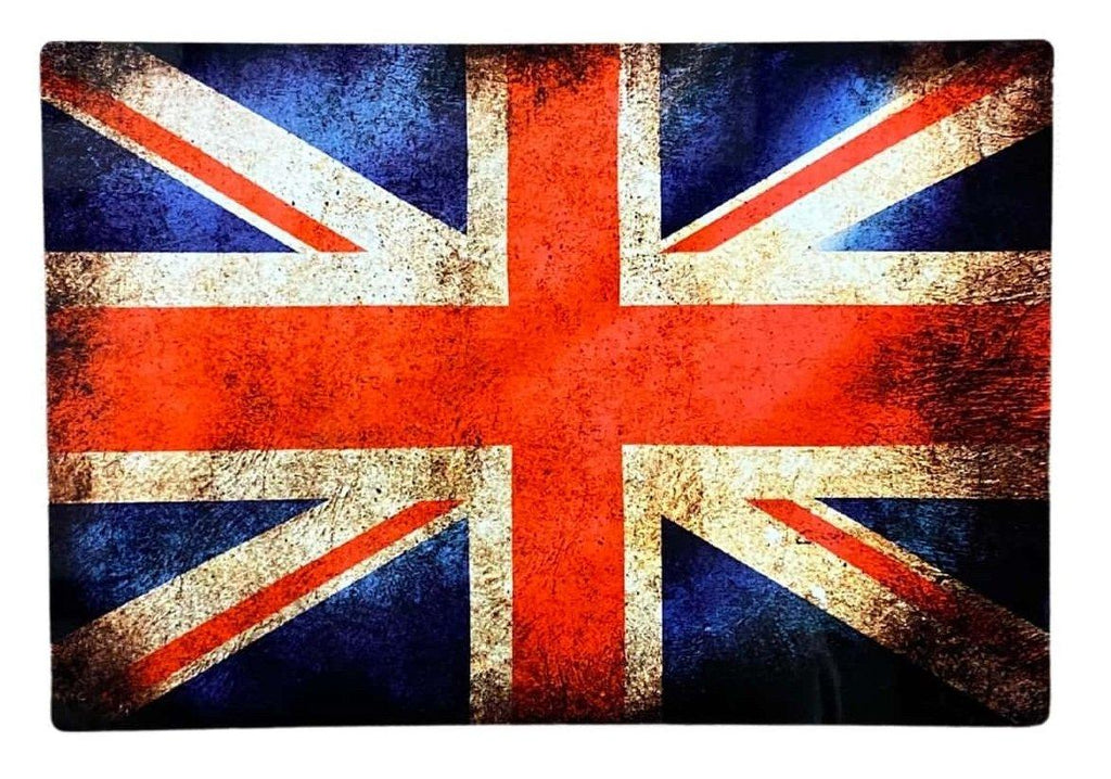 Vintage Metal Travel Wall Sign - British Union Jack Flag - Shades 4 Seasons