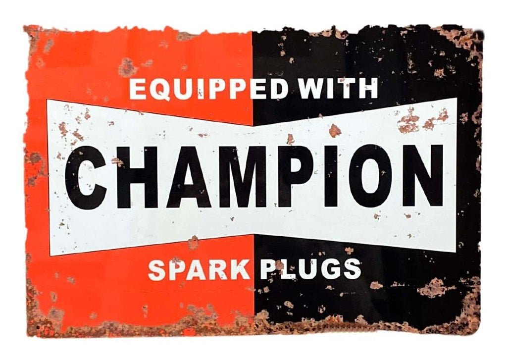 Metal Wall Sign Plaque - Champion Spark Plugs - Shades 4 Seasons