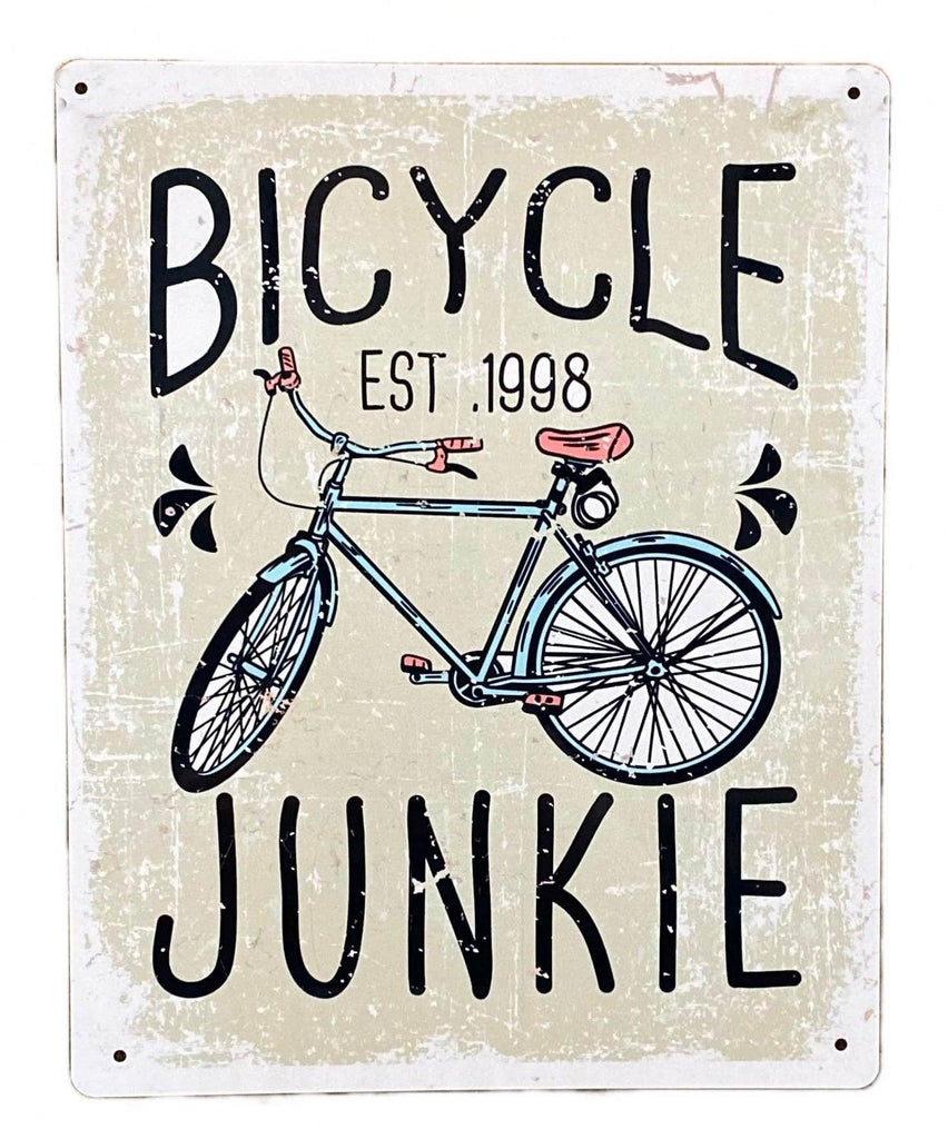 Metal Sign Plaque - Bicycle Junkie Bike - Shades 4 Seasons