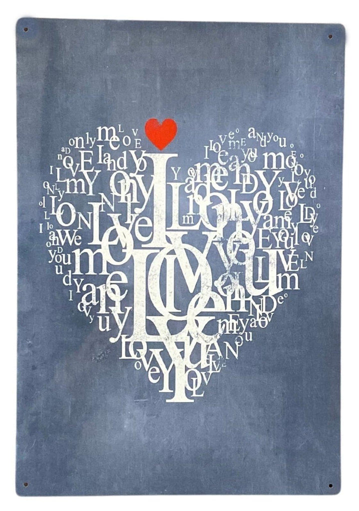 Metal Travel Wall Sign - Love Heart, Valentine - Shades 4 Seasons