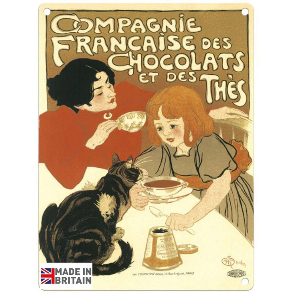Large Metal Sign 60 x 49.5cm Vintage Retro Compagnie Francaise Chocolats - Shades 4 Seasons