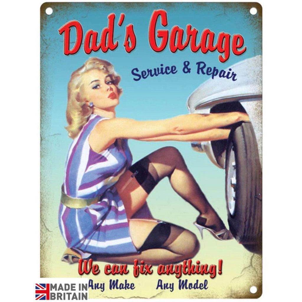 Small Metal Sign 45 x 37.5cm Vintage Retro Dad's Garage - Shades 4 Seasons