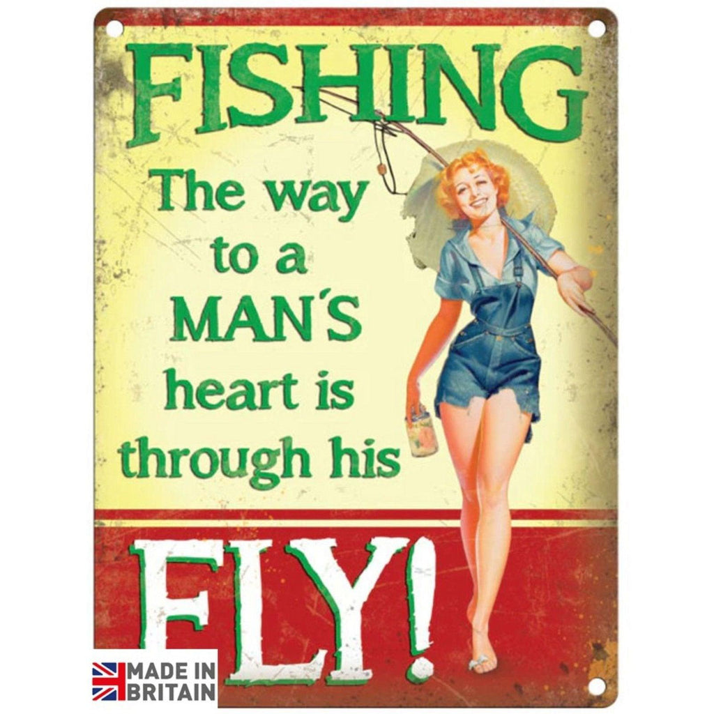 Small Metal Sign 45 x 37.5cm Vintage Retro Fishing Way - Shades 4 Seasons