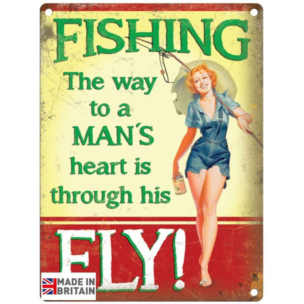 Large Metal Sign 60 x 49.5cm Vintage Retro Fishing Way - Shades 4 Seasons