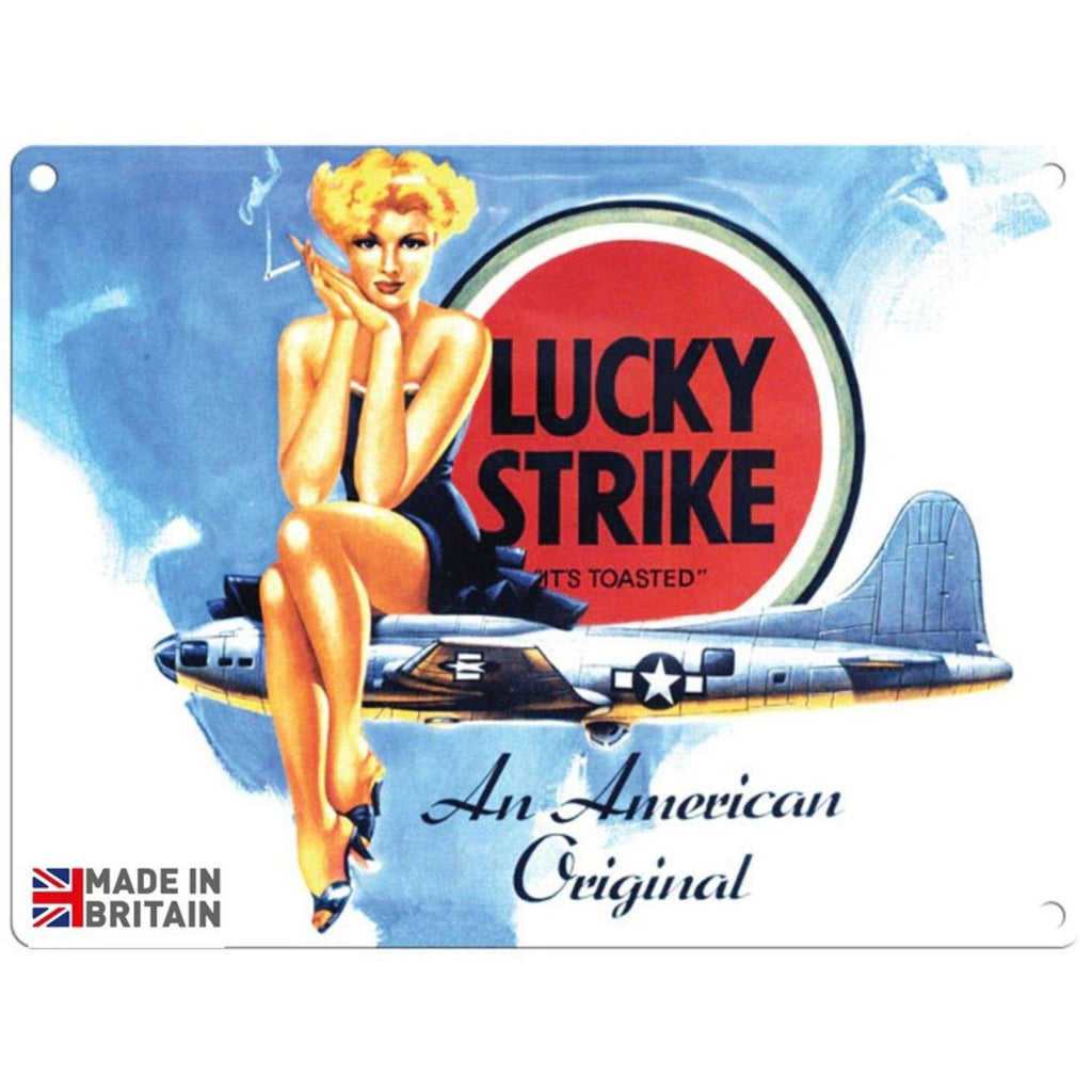Small Metal Sign 45 x 37.5cm Vintage Retro Lucky Strike Cigarettes - Shades 4 Seasons
