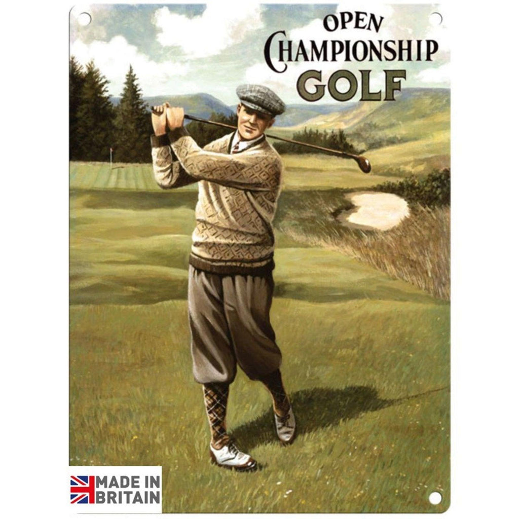 Small Metal Sign 45 x 37.5cm Vintage Retro Open Champ Golf - Shades 4 Seasons