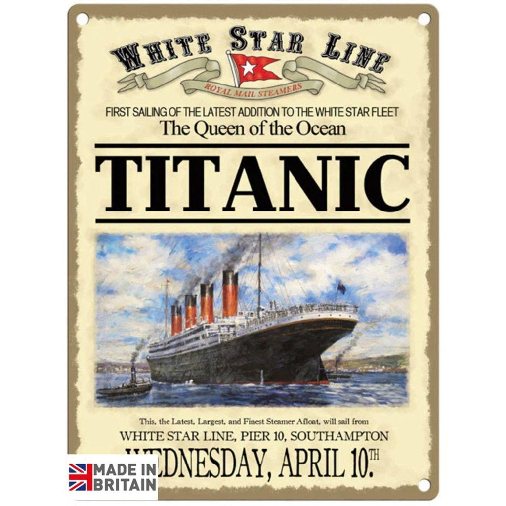 Small Metal Sign 45 x 37.5cm Vintage Retro Titanic - Shades 4 Seasons