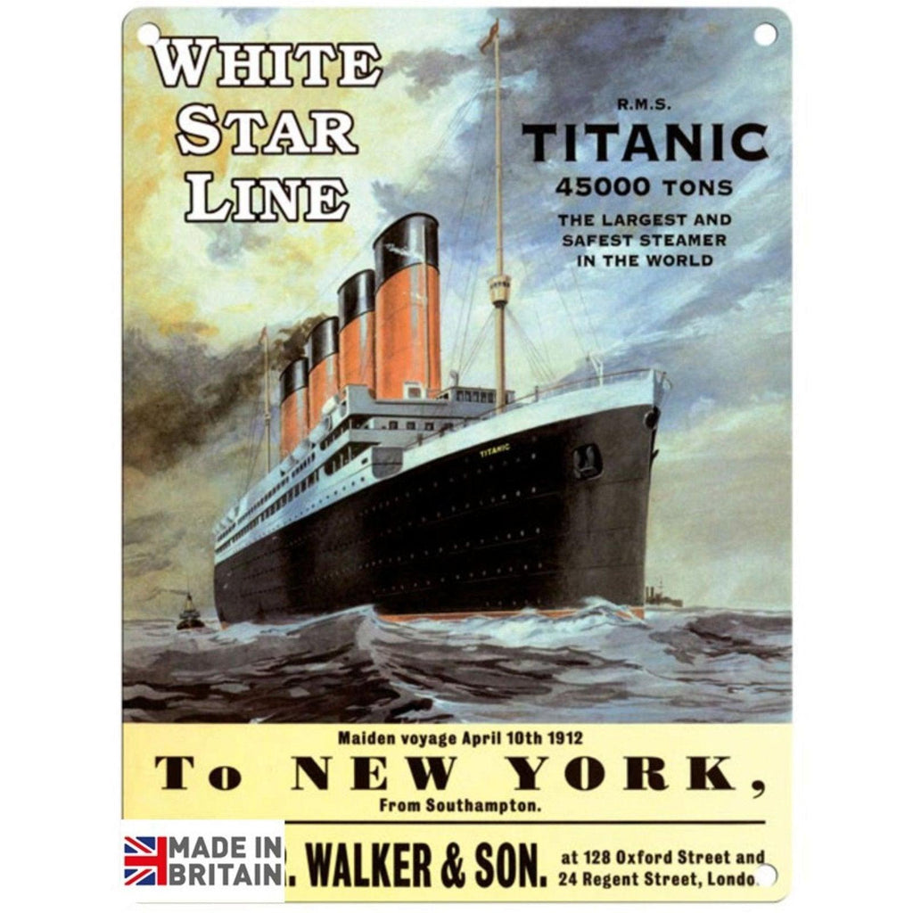 Small Metal Sign 45 x 37.5cm Vintage Retro White Star Line - Shades 4 Seasons